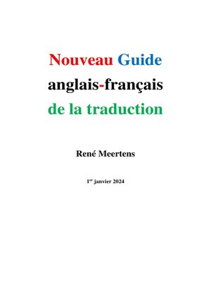 cover image of Nouveau Guide anglais-français de la traduction